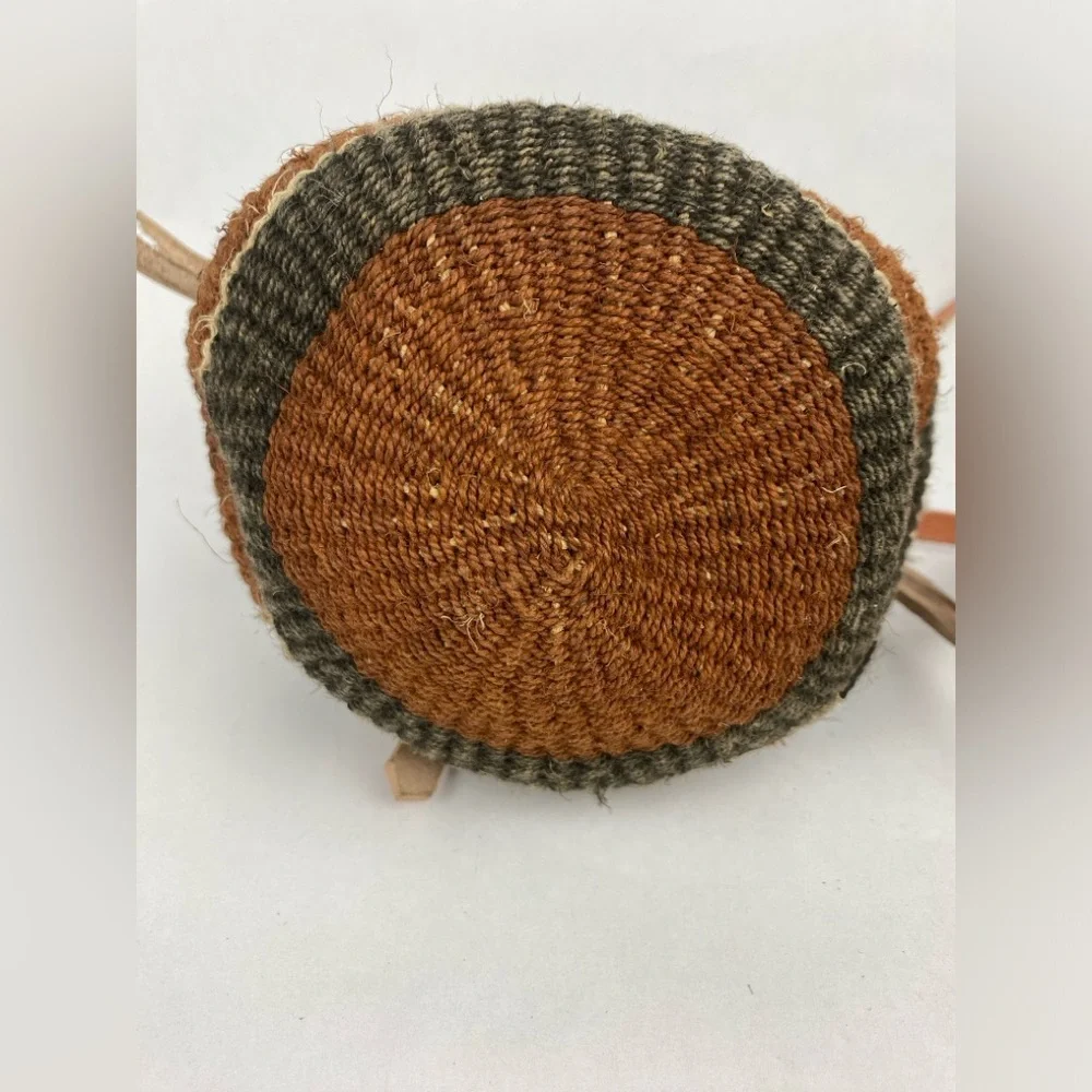 Handwoven Leather-Trim Crossbody Small Bag in Brown and Tan